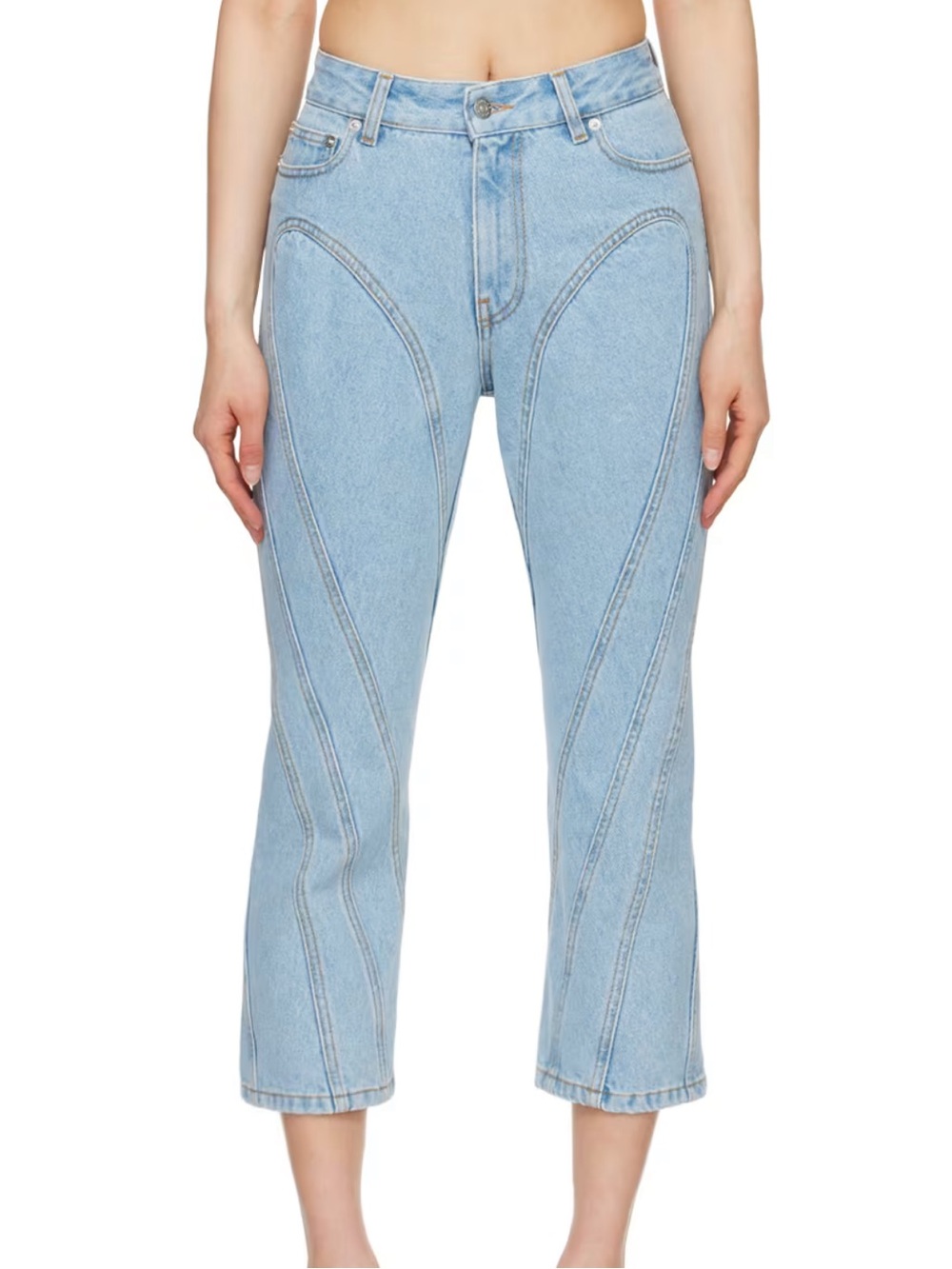 Mugler Light Blue Capri Jeans